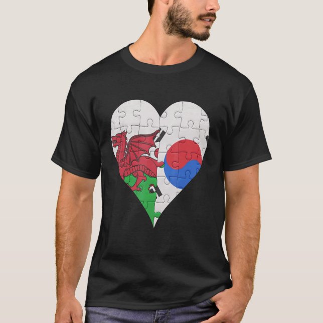 Camiseta Welsh South Korea Flag Heart (Frente)
