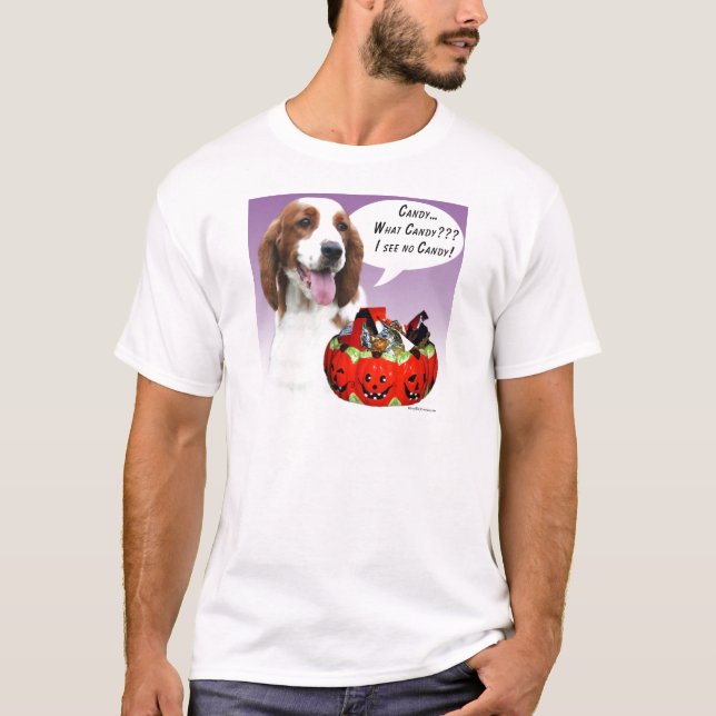 Camiseta Welsh Springer Spaniel Halloween Candy (Frente)
