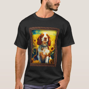 Camiseta Welsh Springer Spaniel Pintura Girassol Flor M