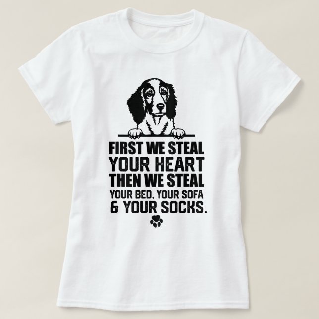 Camiseta Welsh Springer Spaniel Rouba Seu Coração Roubar Se (Frente do Design)