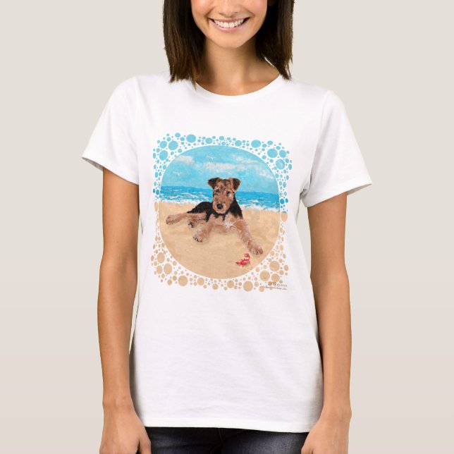 Camiseta Welsh Terrier Pup em Praia (Frente)