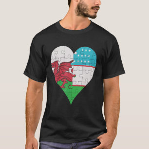Camiseta Welsh Uzbequistão Flag Heart