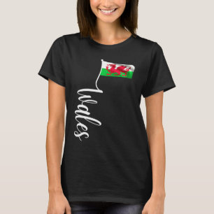 Camiseta Welsh Wales Flag Signature Y Ddraig Goch Flag Pole