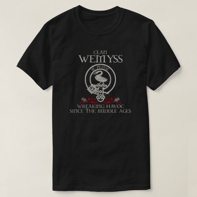 Camiseta Wemyss Clan crest sobrenome escocês tartan Thistle (Frente do Design)