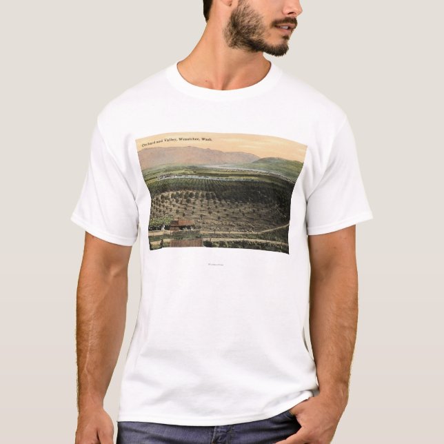Camiseta Wenatchee, opinião de WashingtonAerial de um pomar (Frente)