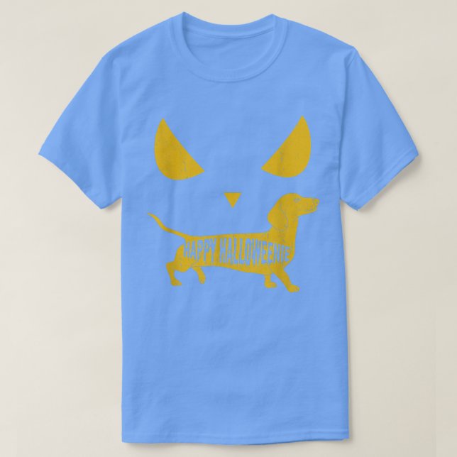Camiseta Wener Dog Dachshund Badger Feliz Rosto de Hallowee (Frente do Design)