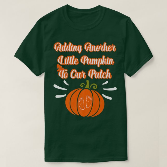 Camiseta Were Adding A Pumpkin To Our Patch Pregnancy Costu (Frente do Design)