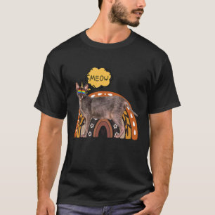 Camiseta Werewolf Cat Lykoi Meow Horn com Óculos Arco-Íris