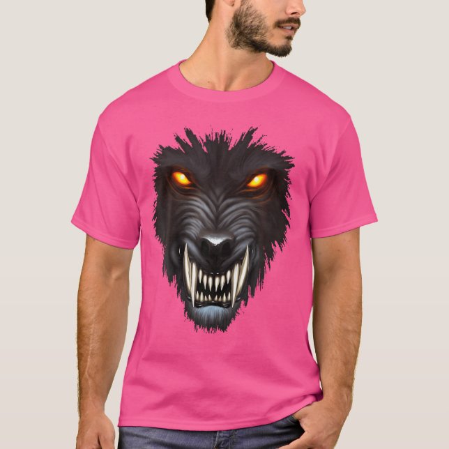 Camiseta Werewolf Face A Lua Cheia Lobo Assustador Spooky H (Frente)