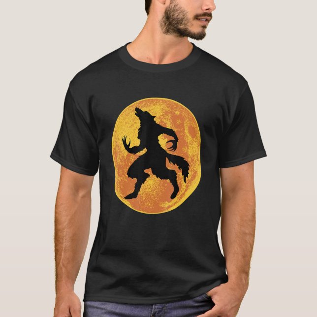 Camiseta Werewolf Halloween Cheia Lua Assustadora Wolf Horr (Frente)