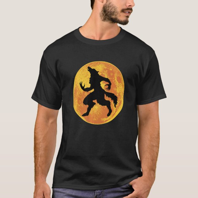 Camiseta Werewolf Halloween Full Moon Scary Wolf Horror Laz (Frente)