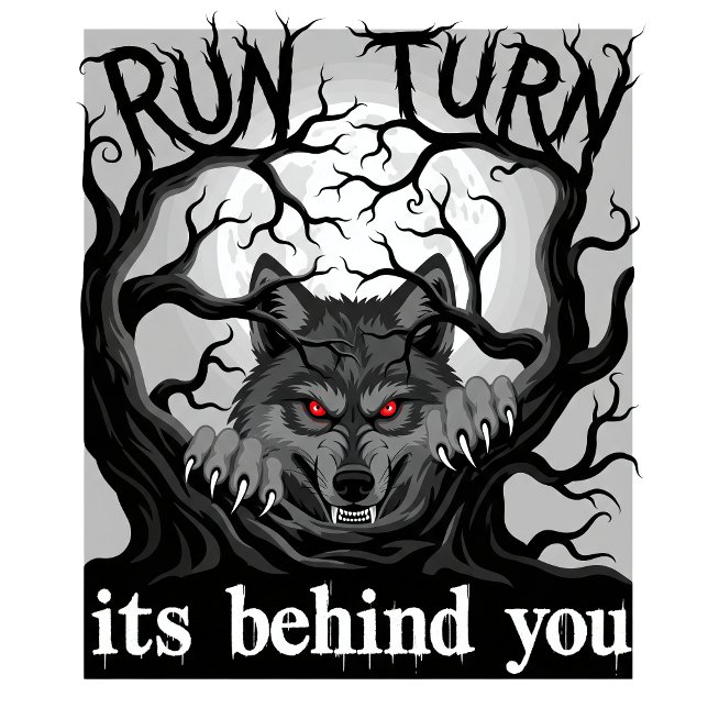 Camiseta Werewolf Halloween Horror Design Run Turn Ai-Art (Criador carregado)