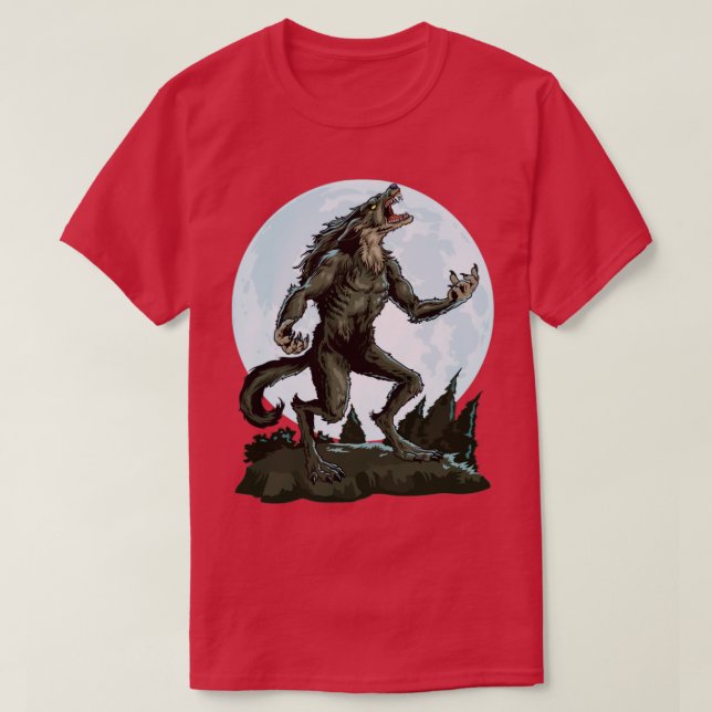 Camiseta Werewolf Howling Na Lua Assustadora Da Lua Cheia (Frente do Design)