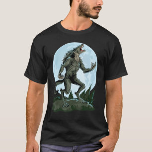 Camiseta Werewolf Howling Na Lua Assustadora Da Lua Cheia