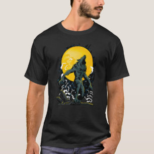 Camiseta Werewolf Howling No Gráfico Da Lua Completa