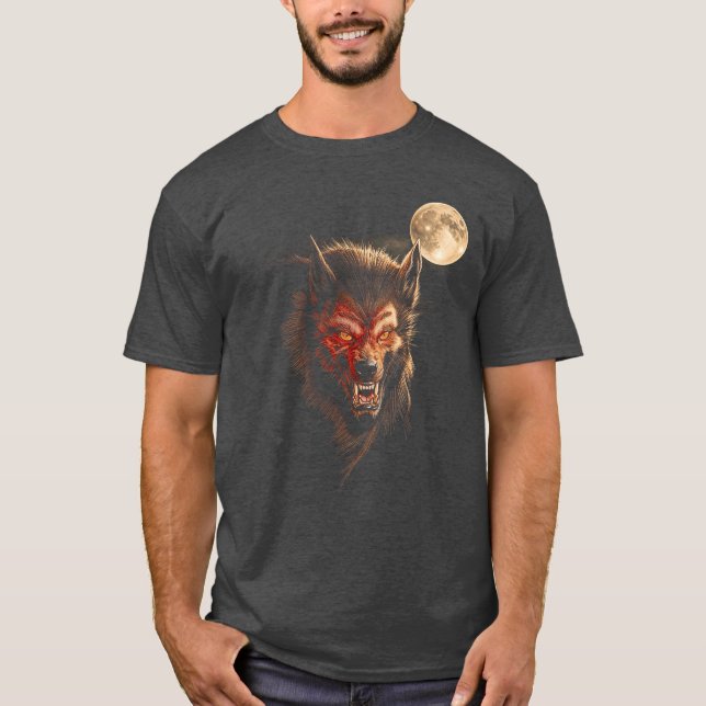Camiseta Werewolf Moon Horror Howl Wolf Halloween Creature  (Frente)