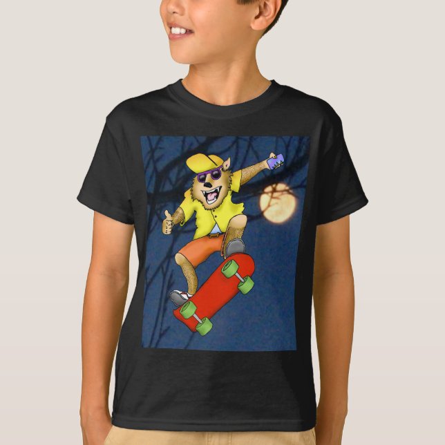 Camiseta Werewolf Skateboarder Boys T-Shirt (Frente)