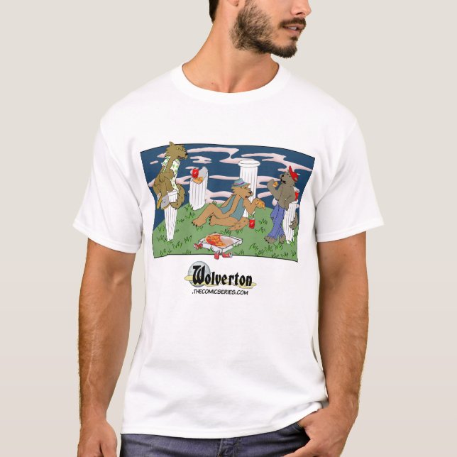 Camiseta Werewolves Having Pizza Men's T-Shirt (Frente)