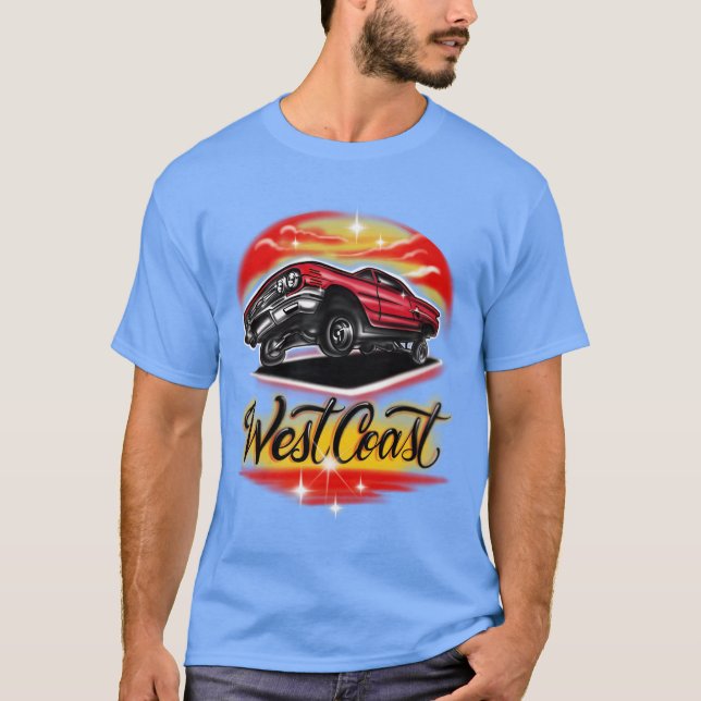 Camiseta West Coast red car low life funny funny retro (Frente)
