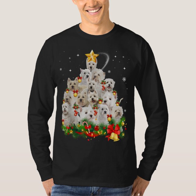 Camiseta West Highland White Terrier, Luzes de Árvore de Na (Frente)