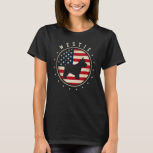 Camiseta West Highland White Terrier Westie EUA Flag 4th Ju
