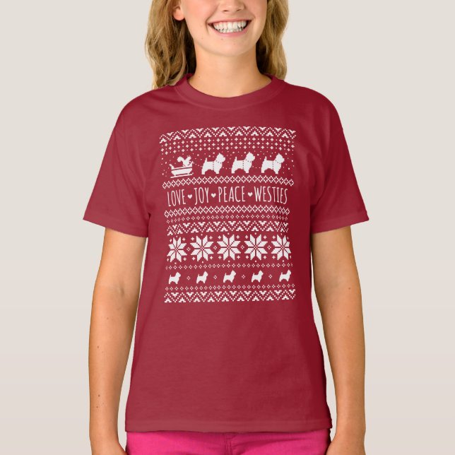 Camiseta West Highland White Terriers Natal Westie Dogs (Frente)