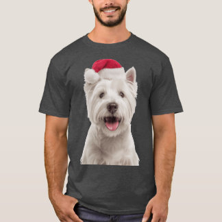 Camiseta West Highland Whiteerrier dog with Christmas Hat F