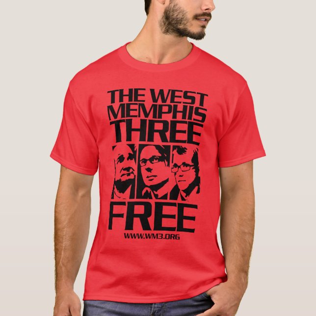 Camiseta West Memphis Três. Gratuito. Escura (Frente)
