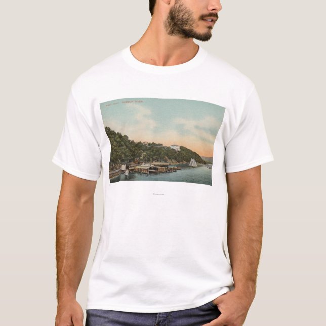 Camiseta West Point, NY - vista do porto no Rio Hudson (Frente)