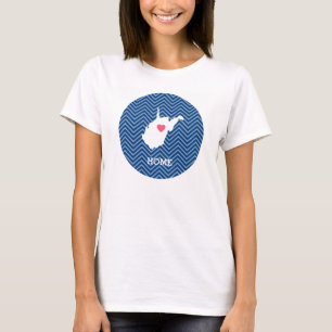 Camiseta West Virginia Map Home State Love - Opcional Heart