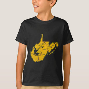 Camiseta West Virginia Mountain Dourado E Blue Fly Fisherie