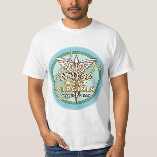 Camiseta West Virginia Nurse Caduceus (Frente)