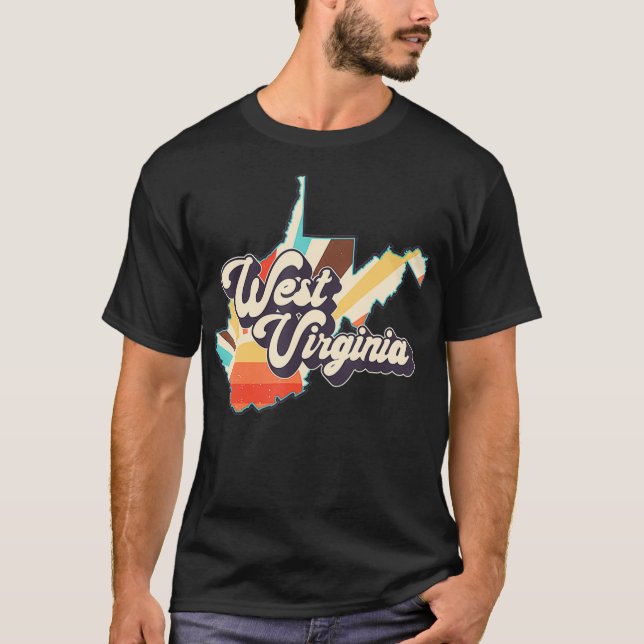 Camiseta West Virginia State Country Retro Engraçado  (Frente)