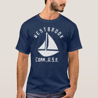 Camiseta Westbrook Connecticut Vela Embarcação Texto Branco