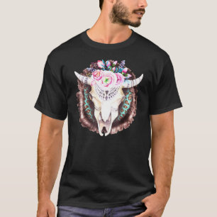 Camiseta Westen Boho Cow Bull Caveira Rodeo Rapariga Mãe