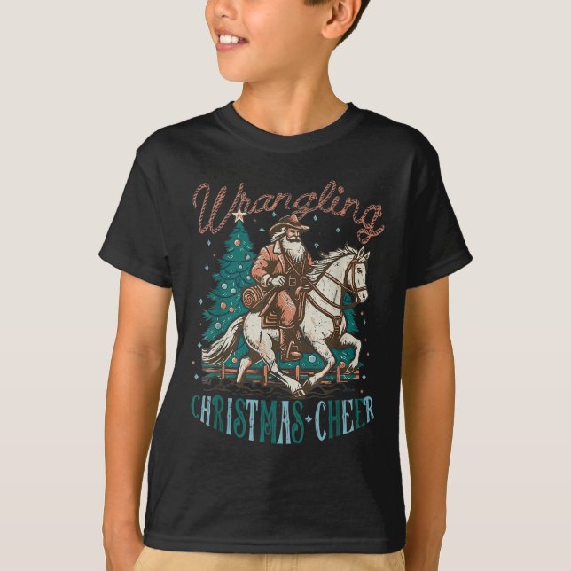 Camiseta Western Christmas Wrangling Christmas Cheer Cowboy (Frente)