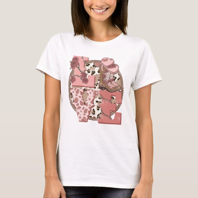 Camiseta Western Country Dia de os namorados Love (Frente)