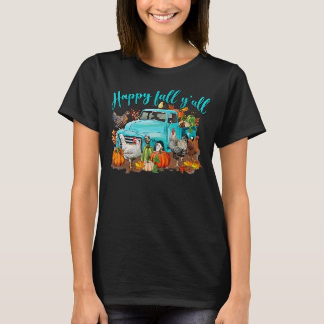 Camiseta Western Country Happy Fall Y'all Chicken (Frente)