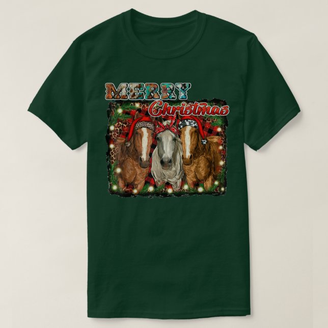 Camiseta Western Country Rodeo Feliz Natal Cowgirl Hors (Frente do Design)