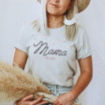 Camiseta Western Cowgirl Rodeo Personalized Mama<br><div class="desc">Looking for the perfect gift for the best Mama of a little cowgirl? This western mama shirt is the perfect gift for all country lovin' moms! The unique rope font that says "Mama" is surrounded by sparkling pink stars. Easy to personalize the year. This is a great gift for new...</div>