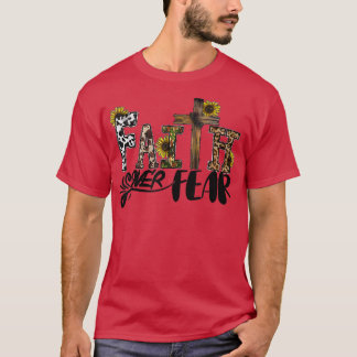 Camiseta Western Faith Faith Over Fear Cowhide Sunflower Fa