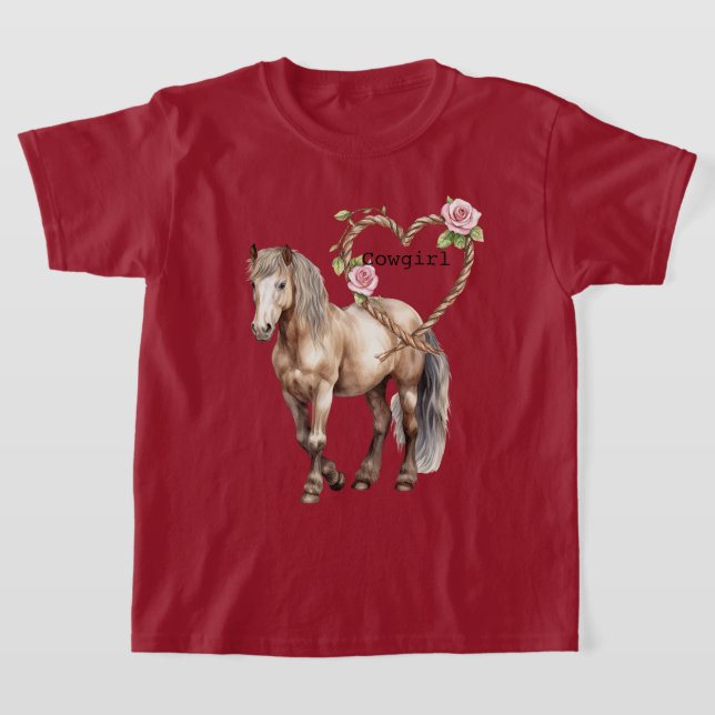 Camiseta Western Horse Pink Floral Heart Rope (Postura )