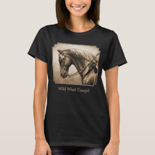 Camiseta Western Ranch Horse Antiga Foto Sepia