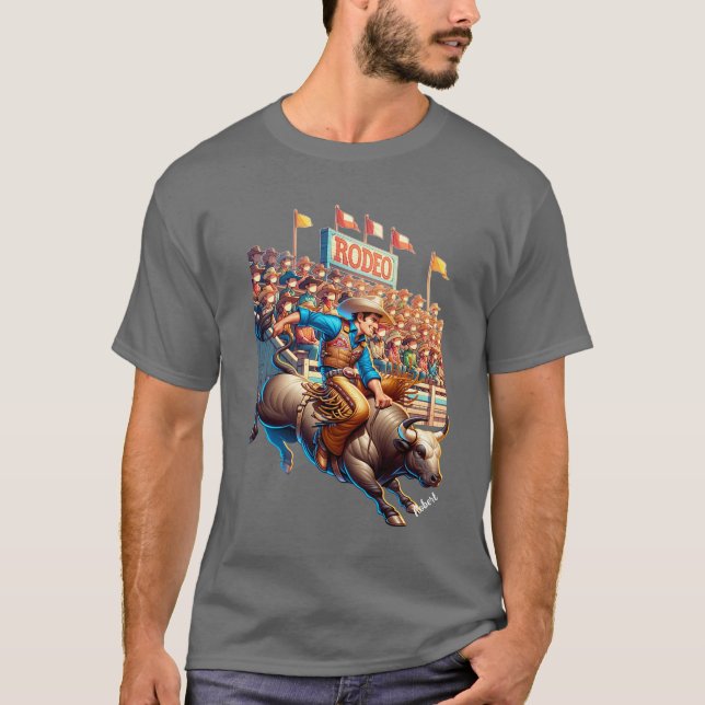 Camiseta Western Rodeo Touro-Cabelo Personalizado (Frente)
