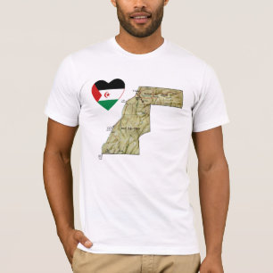 Camiseta Western Sahara Flag Heart and Map T-Shirt