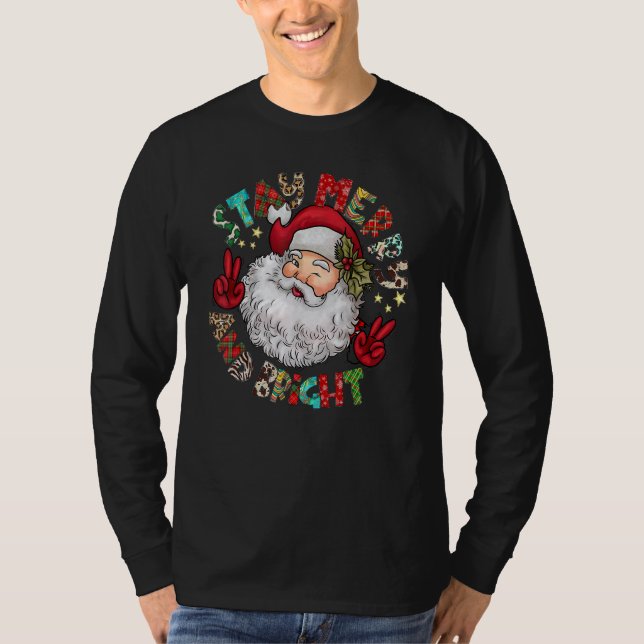 Camiseta Western Stay Merry And Bright Santa Claus Hippie C (Frente)