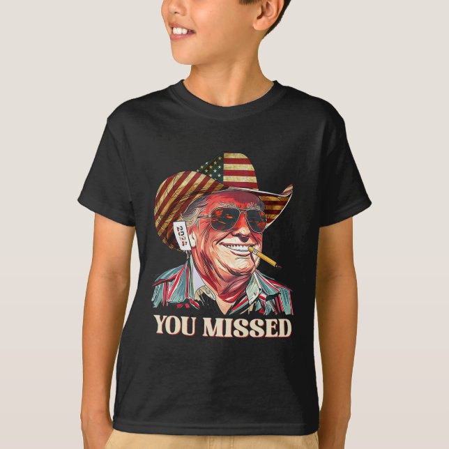 Camiseta Western Trump Cowboy Você Perdeu A Bandeira Americ (Frente)