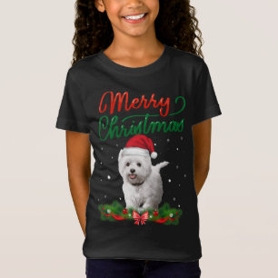 Camiseta WESTIE Bonito Enfrenta Papais noeis De Cachorro Fe