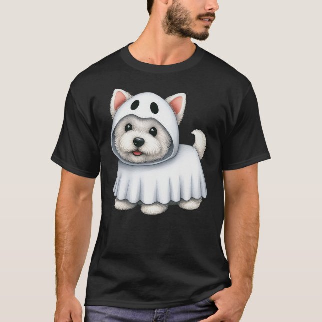 Camiseta Westie Dog Halloween Costume Ghost West Highland T (Frente)
