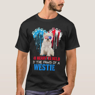 Camiseta Westie Dog Heart 4 de julho Cachorro USA Flag Men
